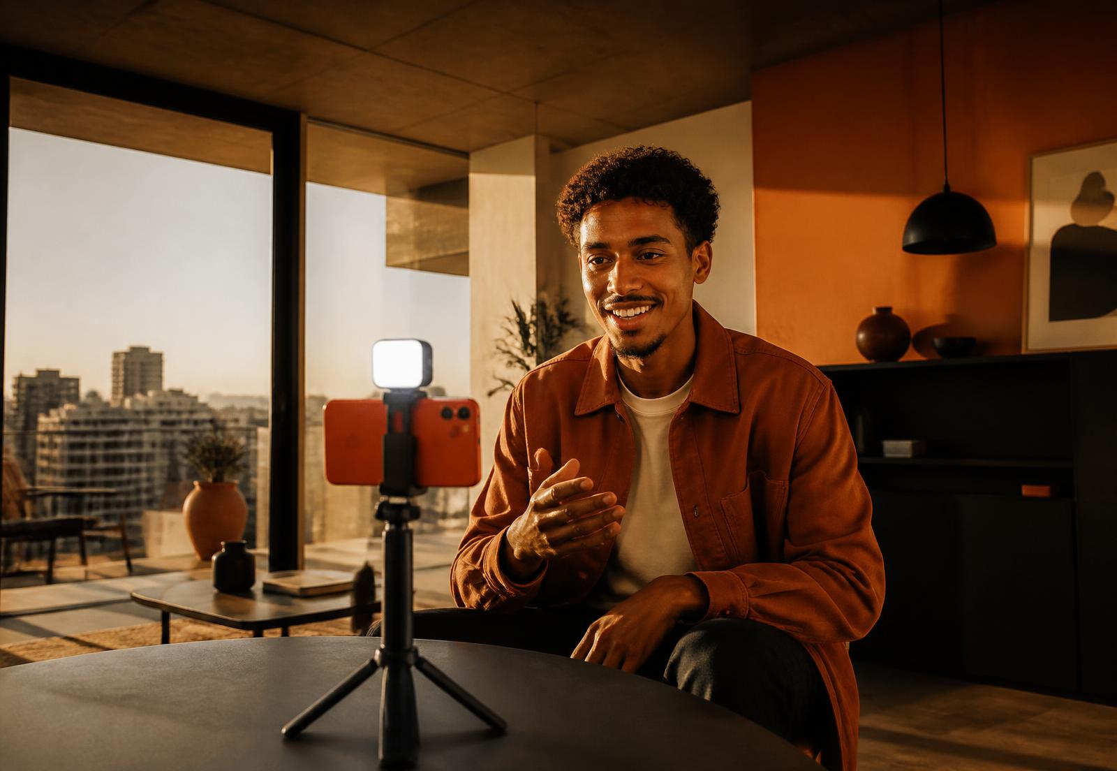 Creator filming with a magnetic vlog kit